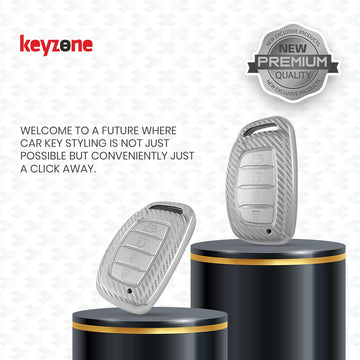 Keyzone silverstar TPU key cover & keychain for Alcazar, Creta smart key (SS67)