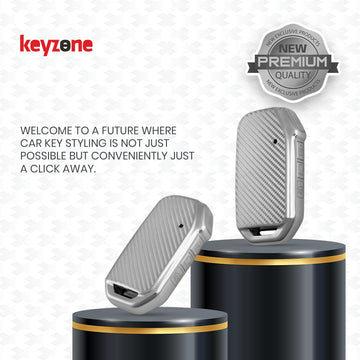 Keyzone silverstar TPU key cover & keychain for Seltos, Sonet 2023 onwards facelift 4 button smart key (SS77)