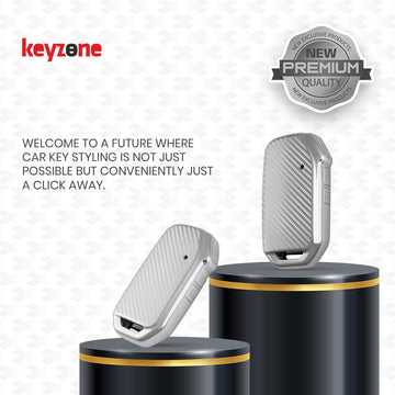 Keyzone silverstar TPU key cover & keychain for Seltos, Sonet 2023 onwards 3 button smart key (SS79)