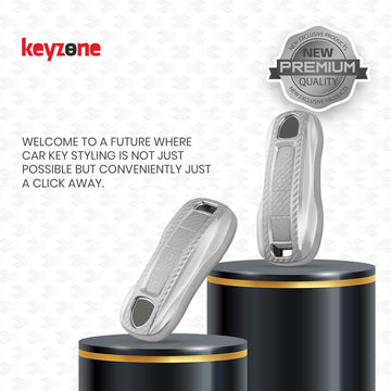 Keyzone silverstar TPU key cover & keychain for Taycan, Cayenne, Panamera, 911, Carrera smart key(SS81)