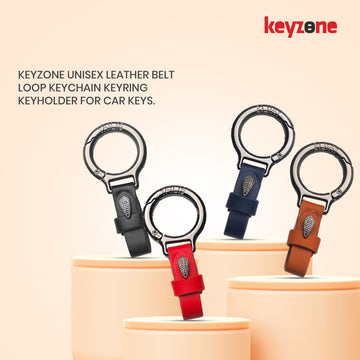 Keyzone unisex leather belt loop keychain keyring keyholder for car keys (KR01)