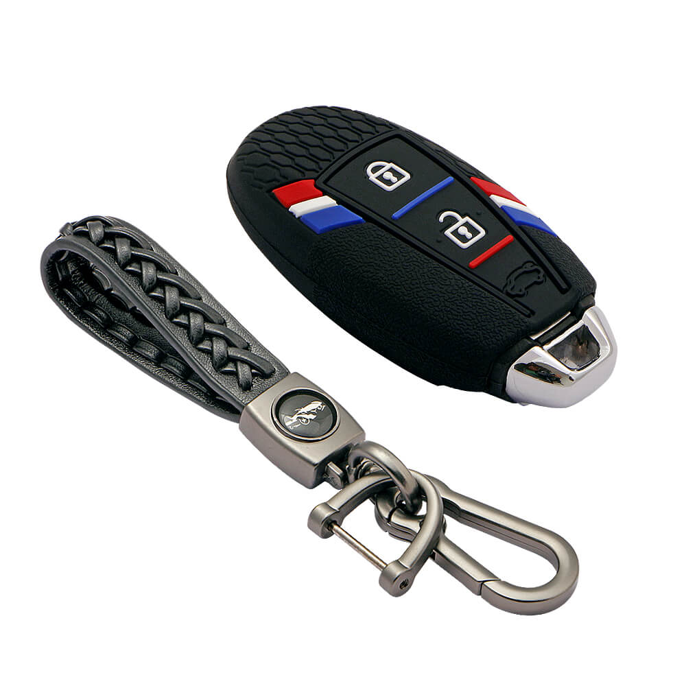 Keyzone striped key cover and keychain fit for : Urban Cruiser smart key (KZS-12, Woven Keychain) - Keyzone