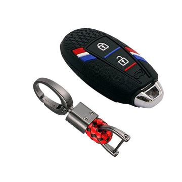 Keyzone striped key cover and keychain fit for : Urban Cruiser smart key (KZS-12, Alloy Keychain)