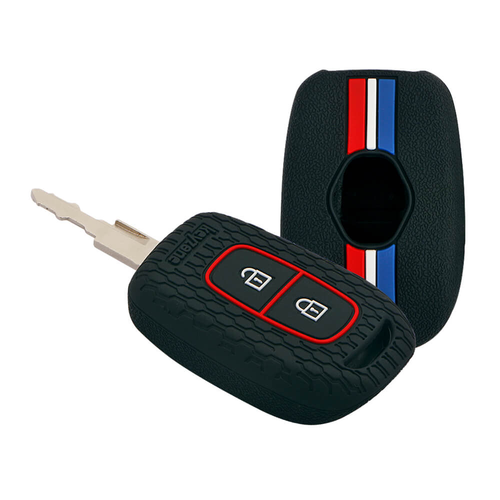 Keyzone striped key cover fit for : Kwid, Duster, Triber, Kiger remote key (KZS-07) - Keyzone