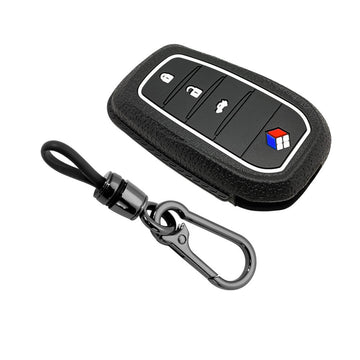 Keyzone silicone key cover and keychain for Innova Crysta, Innova HyCross, Hilux, Fortuner, Fortuner Legender, Land Cruiser, Invicto smart key (LKZ18, Domi)