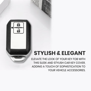 Keyzone Leather TPU Key Cover compatible for Glanza, Urban Cruiser Hyryder, Rumion 2 button smart key (LTPU05)