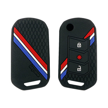 Keyzone striped key cover fit for Thar, Bolero, Scorpio, XUV700, XUV400, XUV3x0, XUV300, TUV300, Marazzo flip key (KZS-14)