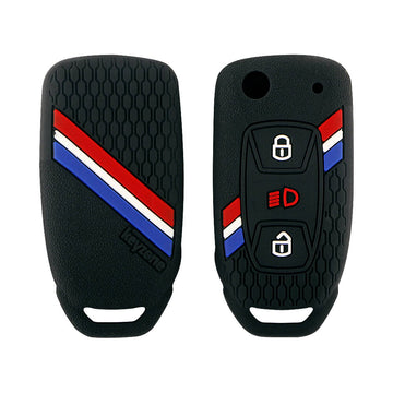 Keyzone striped key cover fit for : Tata Zest, Bolt, Tigor, Tiago, Hexa, Zica, Safari Storme, Nexon, Harrier flip key (KZS-13)