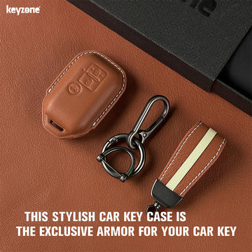 Keyzone royal leather key cover for Dzire, Ertiga 3 button smart key (RL06)