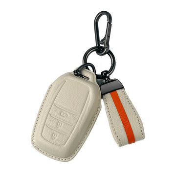 Keyzone royal leather key cover for Fortuner, Legender, Innova HyCross, Land Cruiser 3 button smart key (RL18_3b)