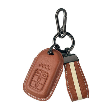 Keyzone royal leather key cover for City, Civic, WR-V 5 button smart key (RL24_5b)