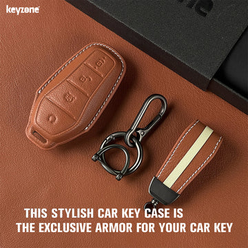 Keyzone royal leather key cover for BYD Seal, Atto 3 smart key (RL85)