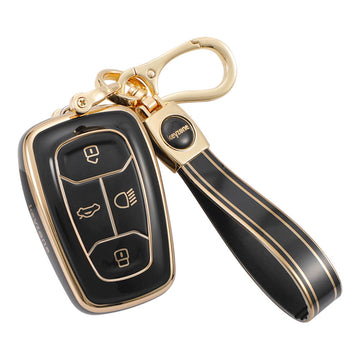 Keycare Duo style key cover fit for : Tata Nexon, Altroz, Harrier, Tigor  Bs6, Safari Gold, Punch, Tigor Ev, Safari 2021 4 button smart key (KC-D 03)