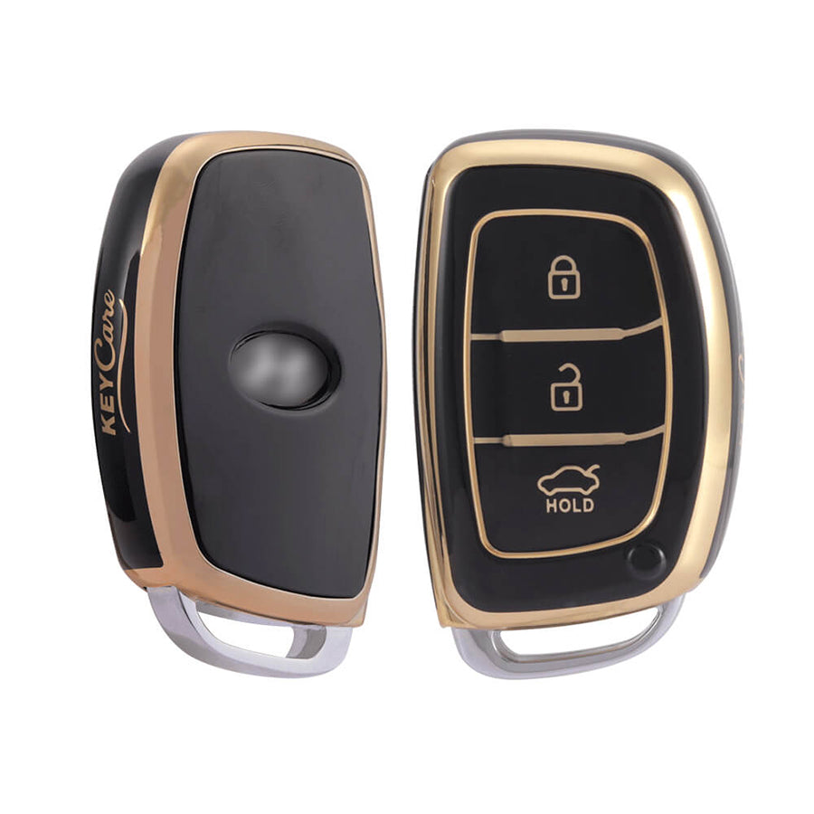 Keycare TPU Key Cover For Hyundai : Exter, Creta, Elite i20, Active i20, Aura, Xcent, Tucson, Elantra 3 Button Smart Key (TP07) - Keyzone