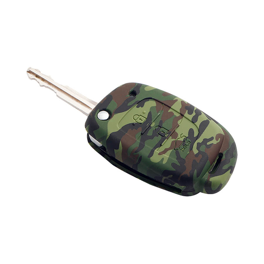 Keyzone camouflage key cover fit for : Creta, I20 2020, I20 Elite, I20 Active, Grand I10, Aura, Xcent 19 Onwards, Venue flip key (KZ-02) - Keyzone