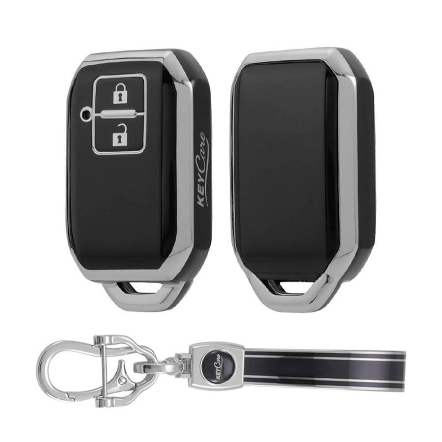 Keycare TPU Key Cover and Keychain for Suzuki : Baleno, Jimny, Swift, Ertiga, Grand Vitara, XL6, New Brezza 2022, Fronx, Dzire 2b Smart Key (TP05) - Keyzone