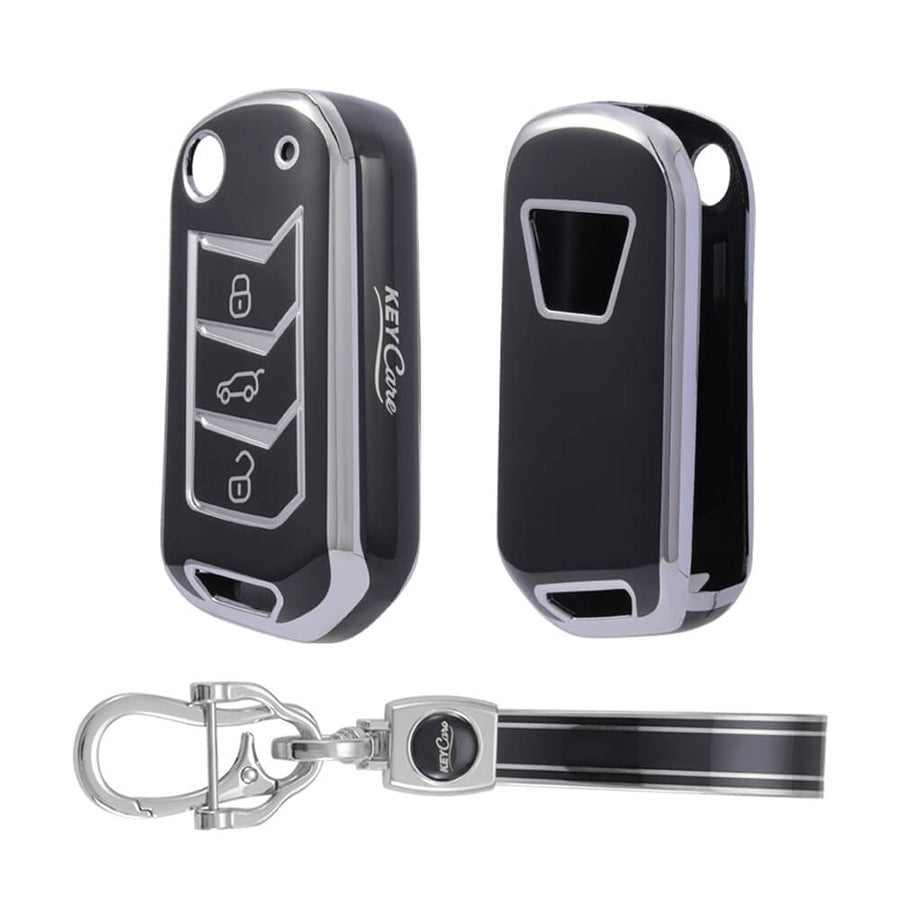 Keycare TPU Key Cover and Keychain For Mahindra : Marazzo, TUV300 Plus