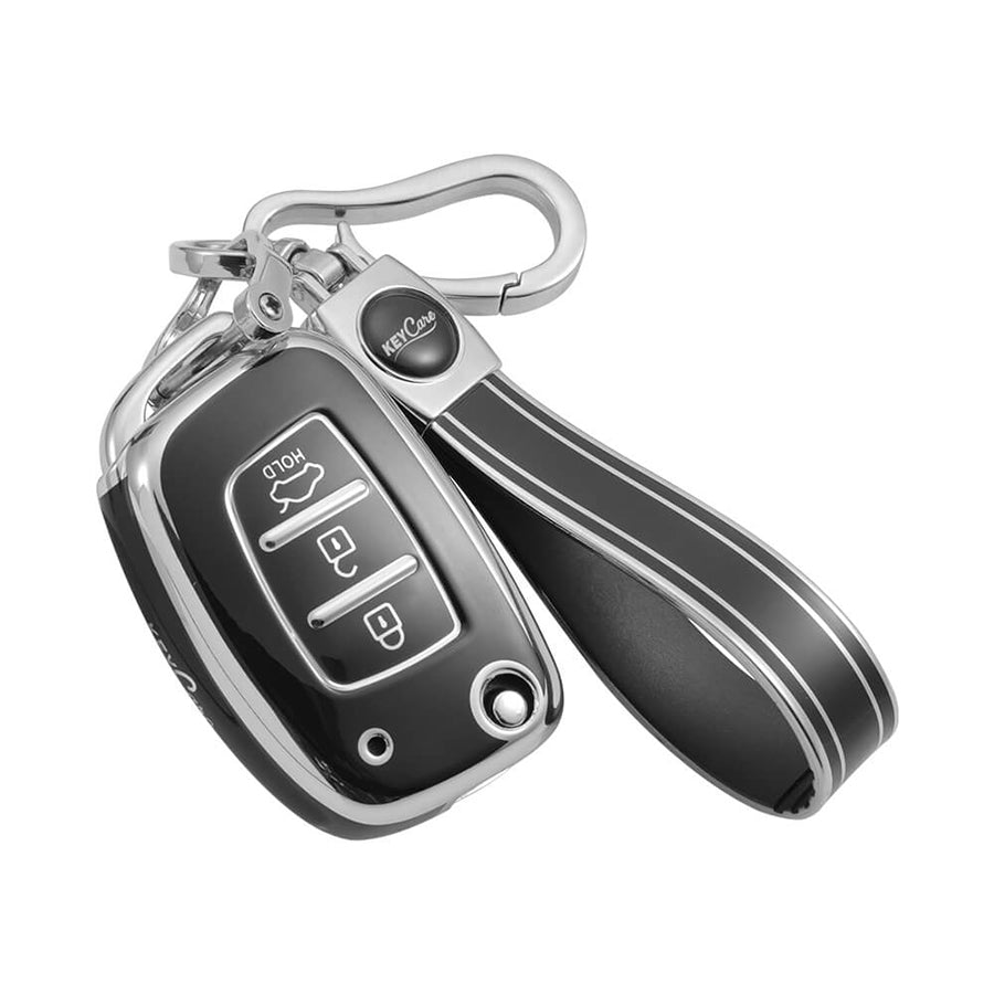 Keycare TPU Key Cover and Keychain For Hyundai : Creta, I20 2020, I20 Elite, I20 Active, Grand I10, Aura, Xcent 19 Onwards, Venue Flip Key (TP10) - Keyzone